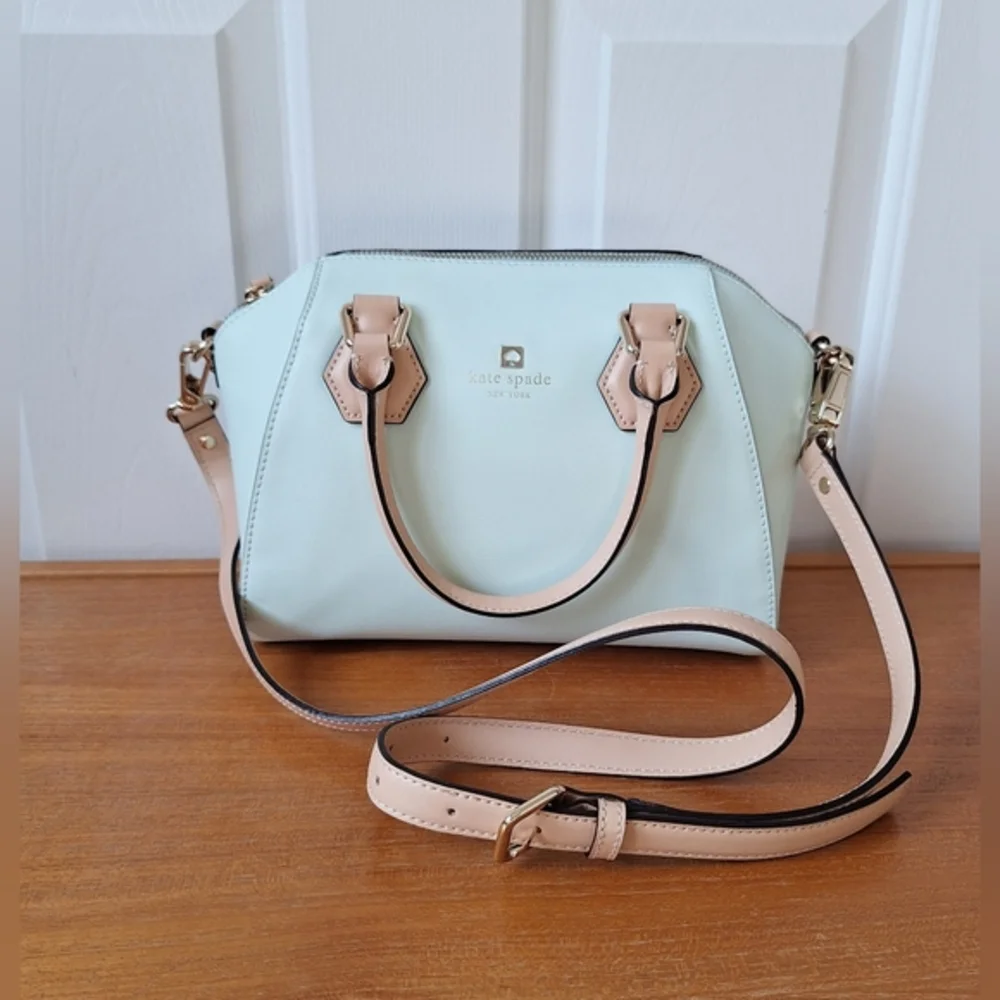 Kate Spade Mint Leather Satchel Structured Crossbody Bag Pippa Doctor Green NEW